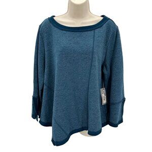 NWT Habitat Womens French Terry Top L Blue Cotton/Polyester Blend Made In Peru